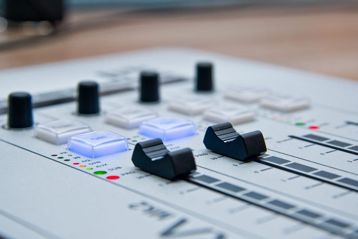 Graphic equalizer sliders in close detail