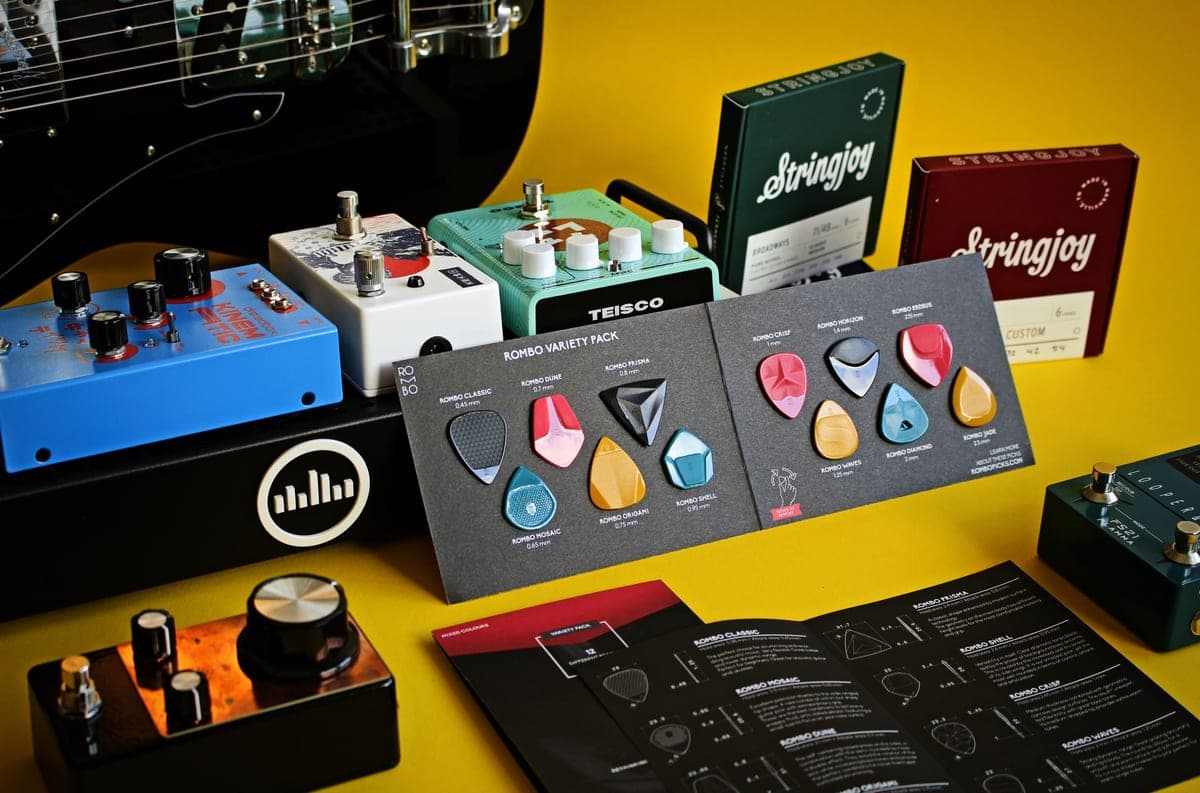 A pitch shifter pedal on a pedalboard